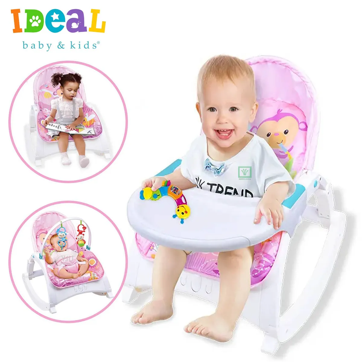 Silla Mecedora Musical y Vibrador Music Rosado, marca IDEAL BABY & KIDS - Foto Principal