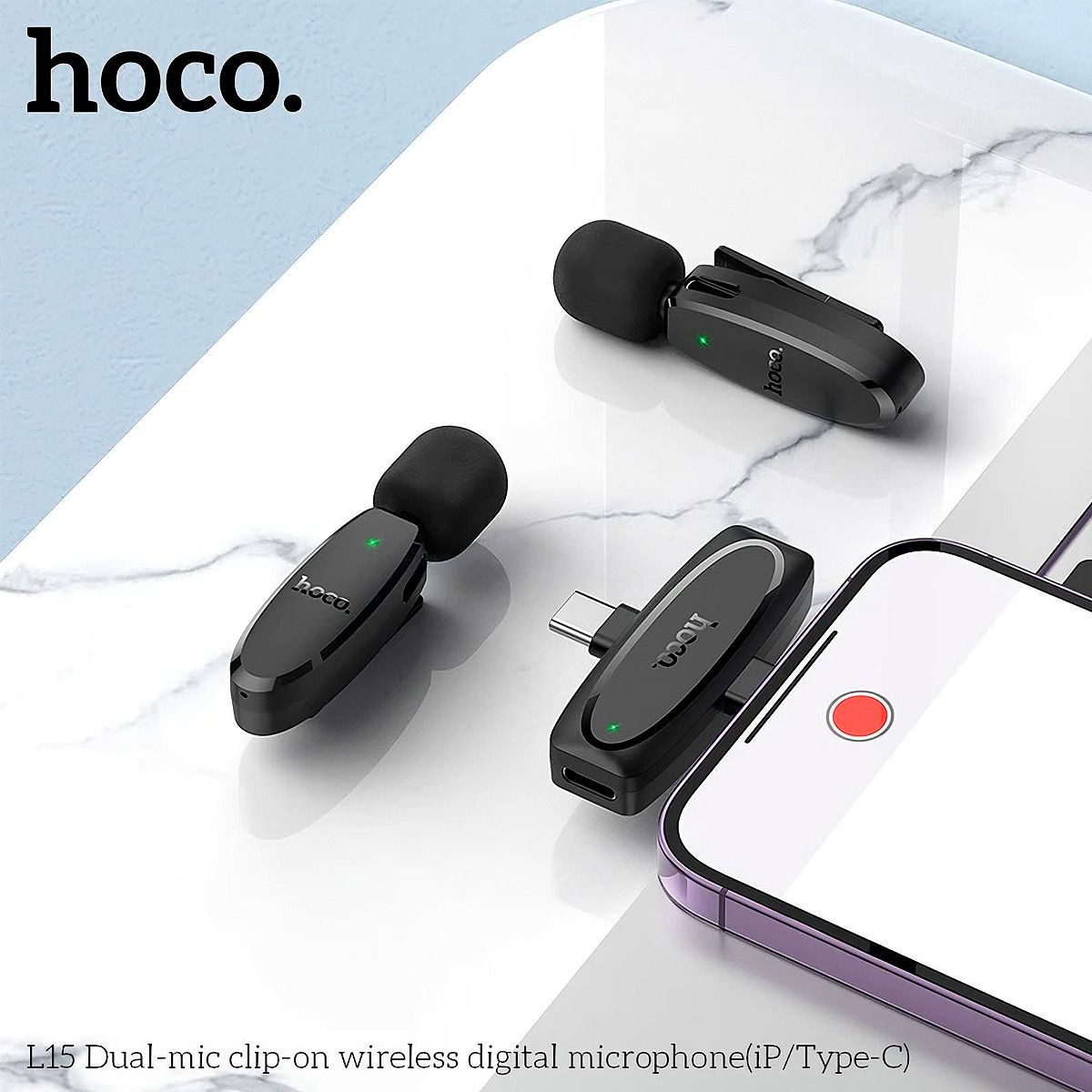 HOCO - Micrófono Para Celular Hoco L15 Dual Mic Tipo C Y Lightning