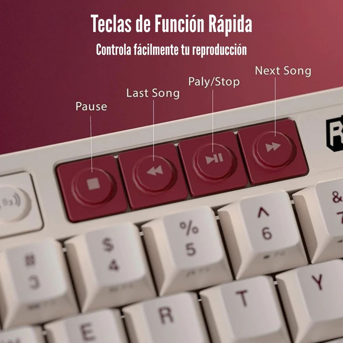 ROYAL KLUDGE - Royal Kludge - Teclado M65 Wireless 65% Famicom Switch Cream