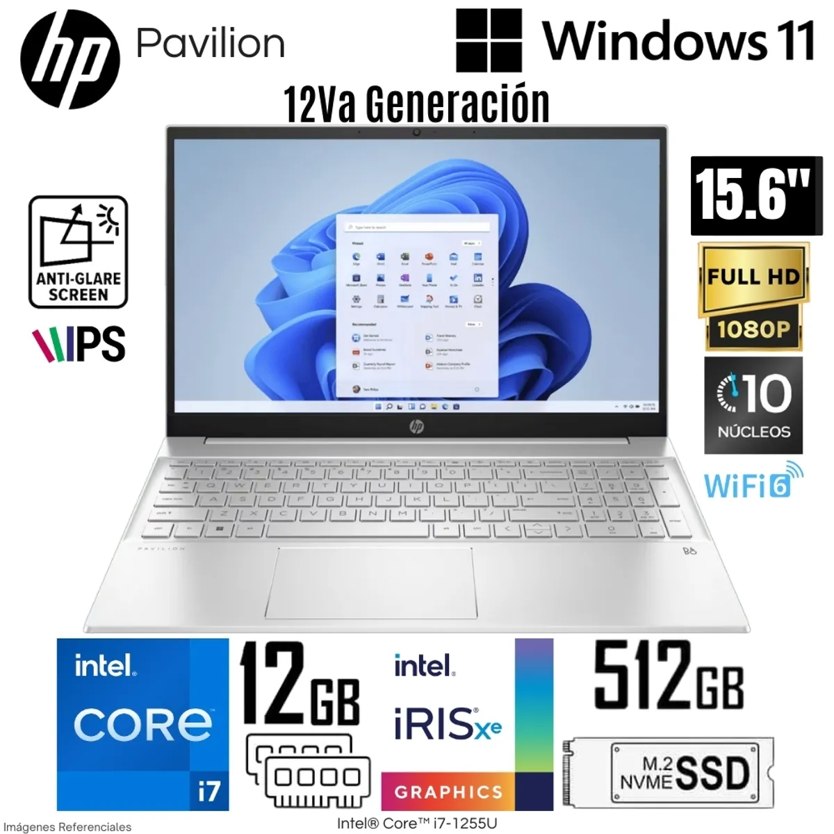 HP - Laptop HP Pavilion 15-EG2506LA Intel Core i7-1255U 12GB RAM 512GB SSD 15.6"  FHD Plateado