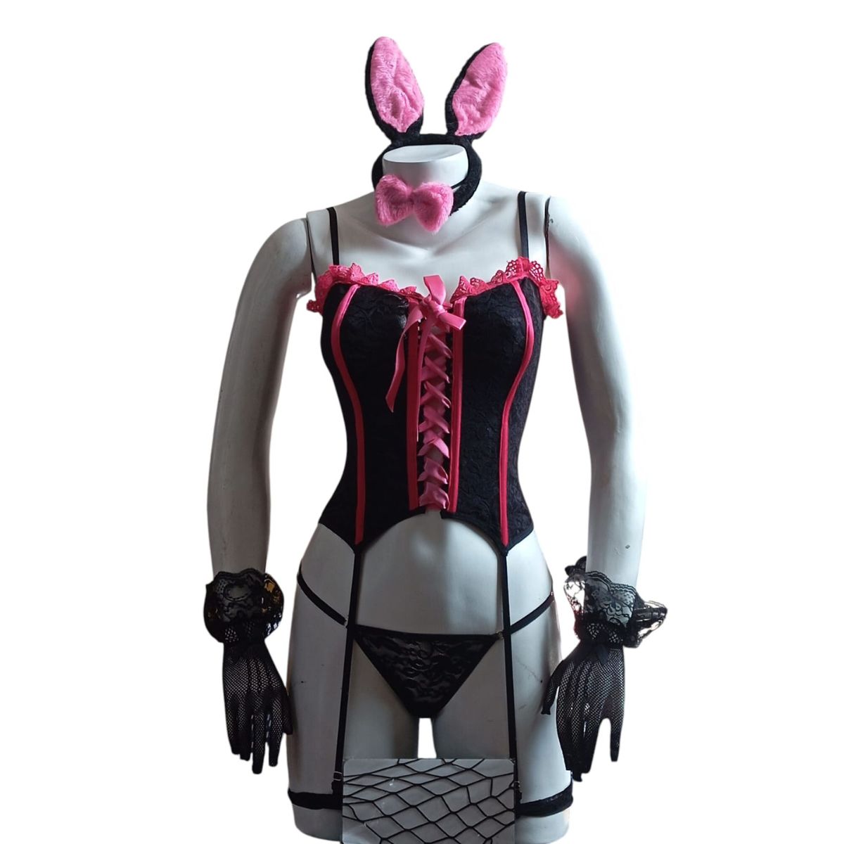 GENERICO - LENCERIA SEXY DISFRAZ CONEJITA CORSET TRANSPARENTE TALLA S-M-L