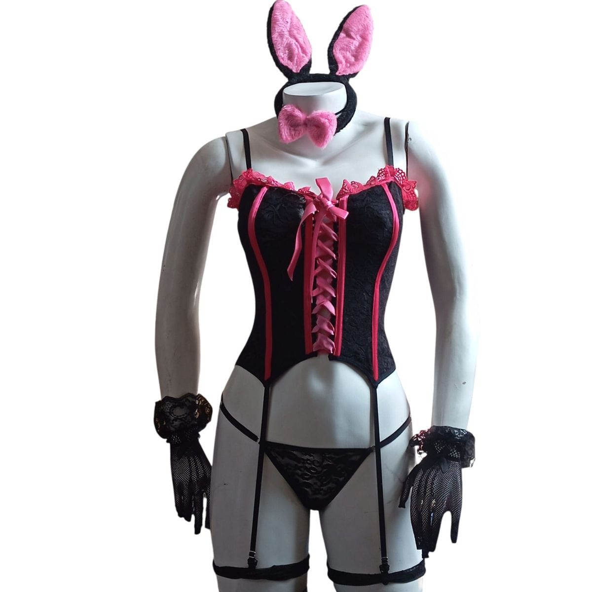 GENERICO - LENCERIA SEXY DISFRAZ CONEJITA CORSET TRANSPARENTE TALLA S-M-L