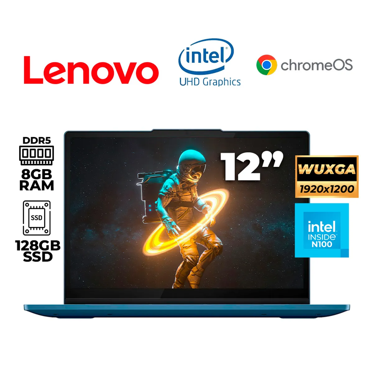 LENOVO - CHROMEBOOK LENOVO IP FLEX 3 CHROME 12.2" WUXGA IPS INTEL N100 0.8/3.4GHZ 8GB LPDDR5-4800