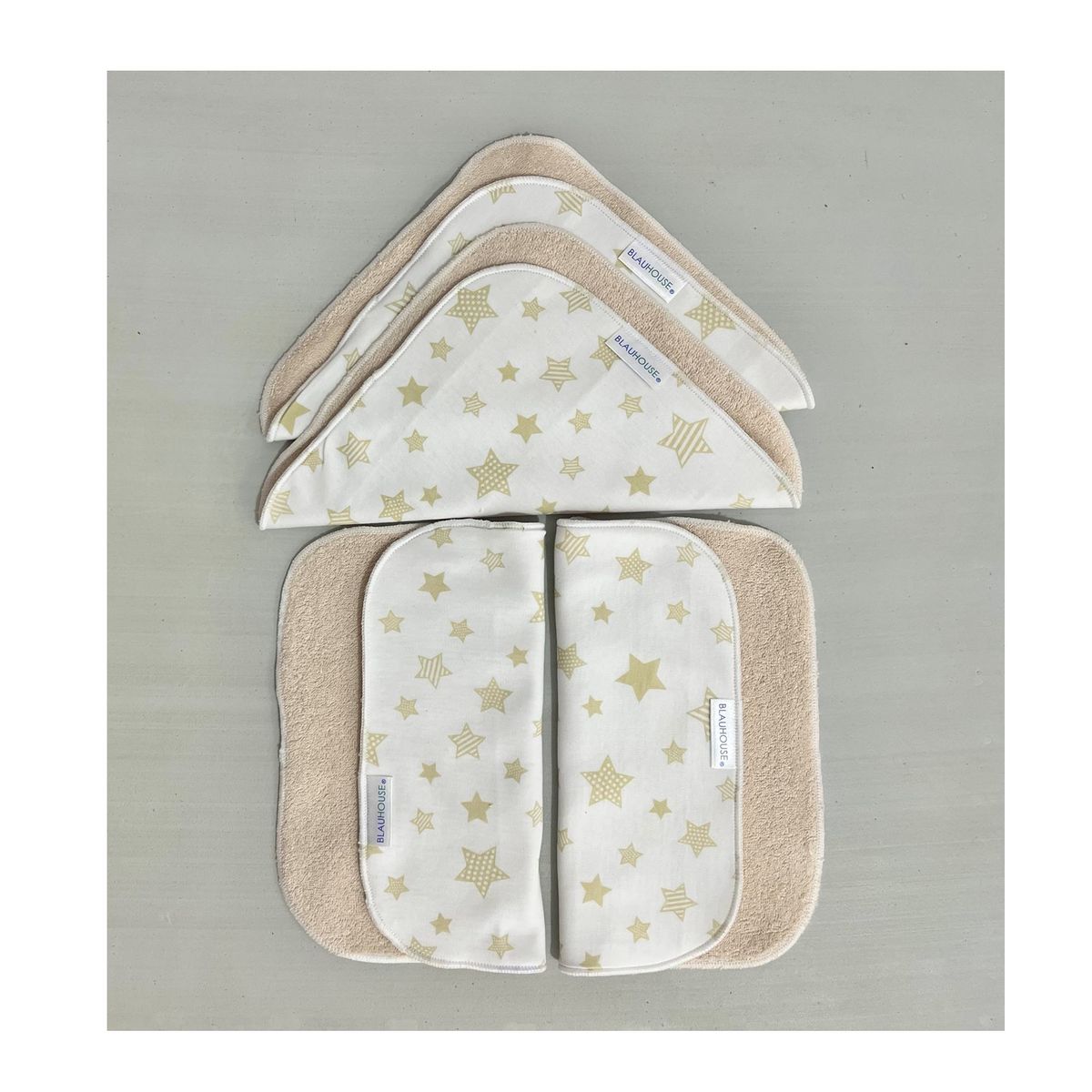 BLAUHOUSE - Babita para Bebé Algodón Reverso Felpa Pack x4 Estrellas