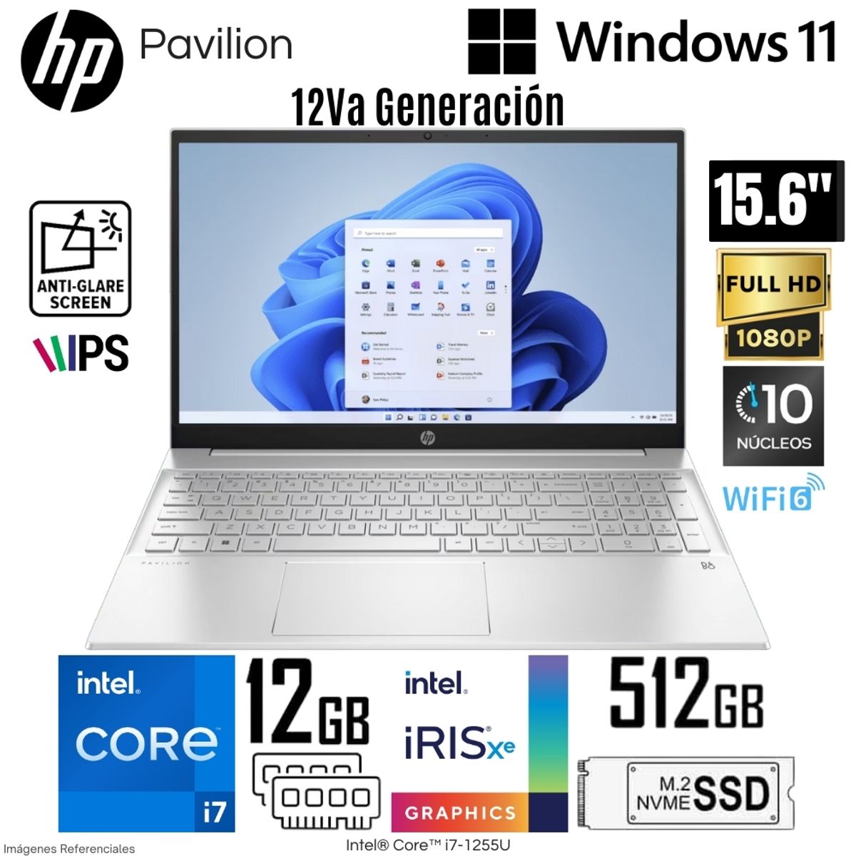 HP - Laptop HP Pavilion 15-EG2506LA Intel Core i7-1255U 12GB RAM 512GB SSD 15.6"  FHD Plateado