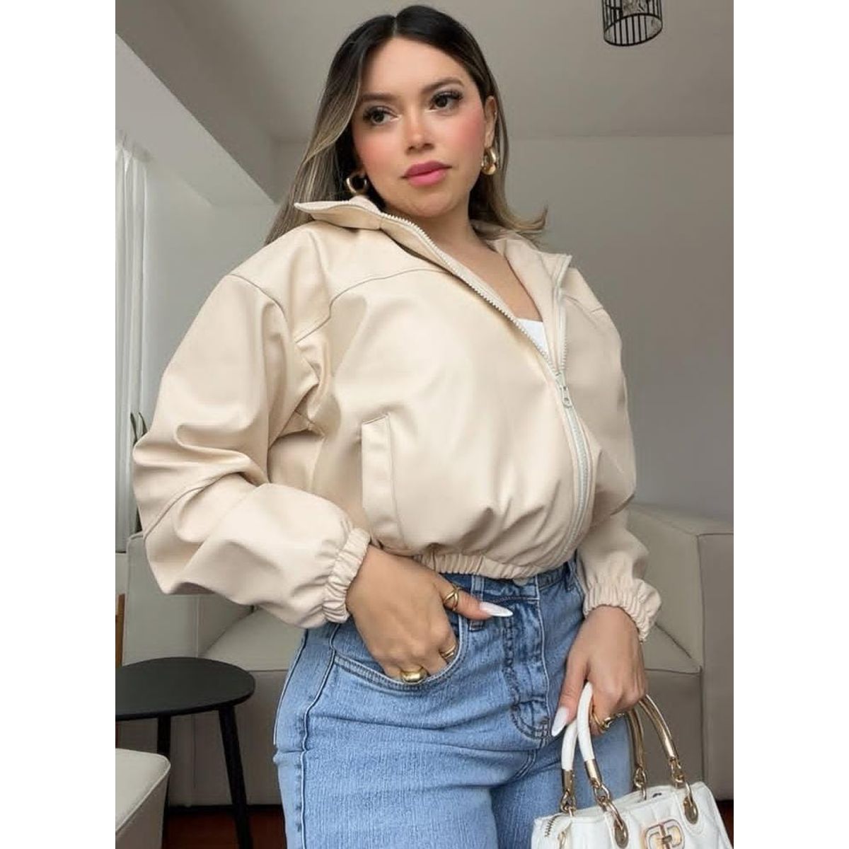 GENERICO - BOMBER OVERSIZE CROP PARA MUJER