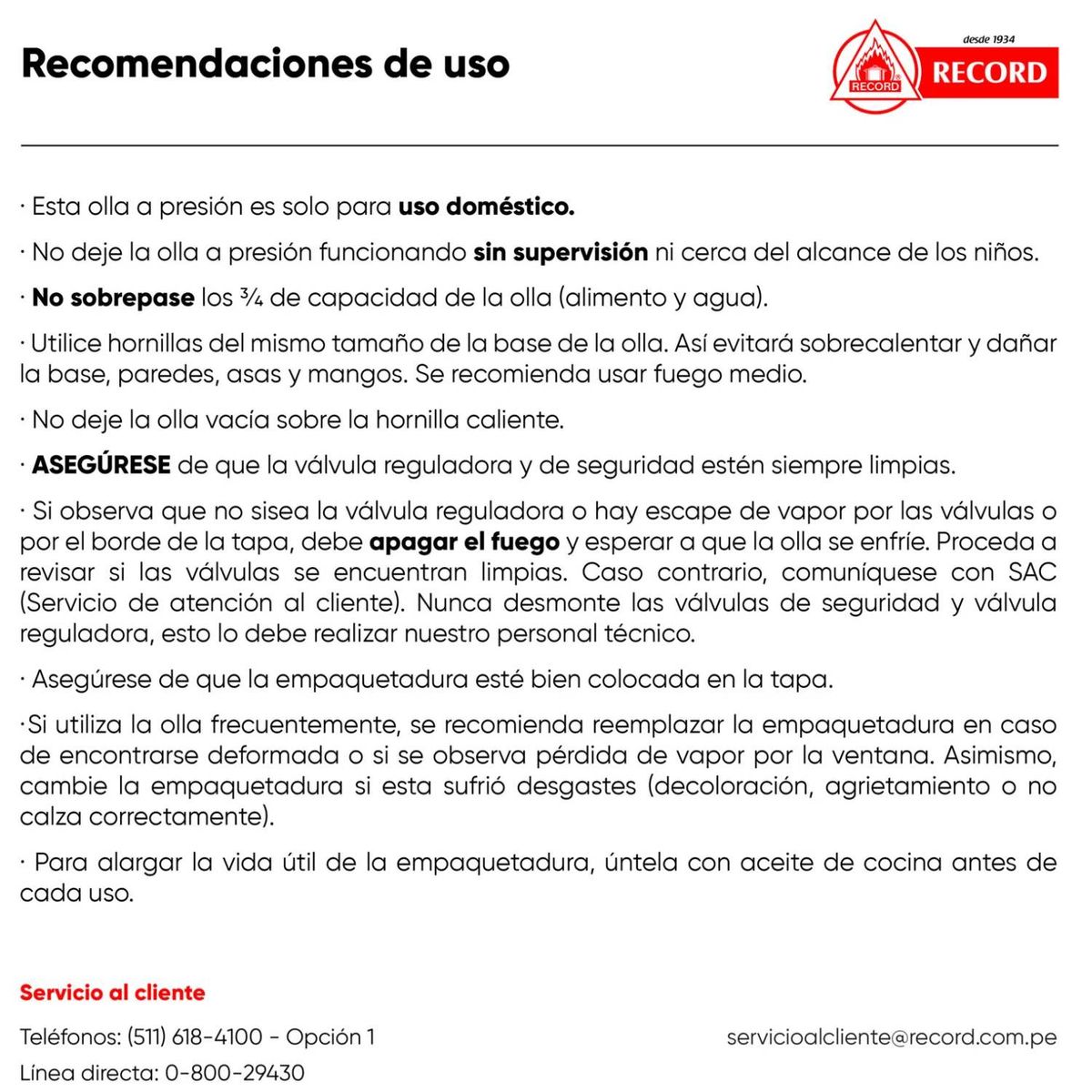 RECORD - Olla Presion 10 Lt Press - Record