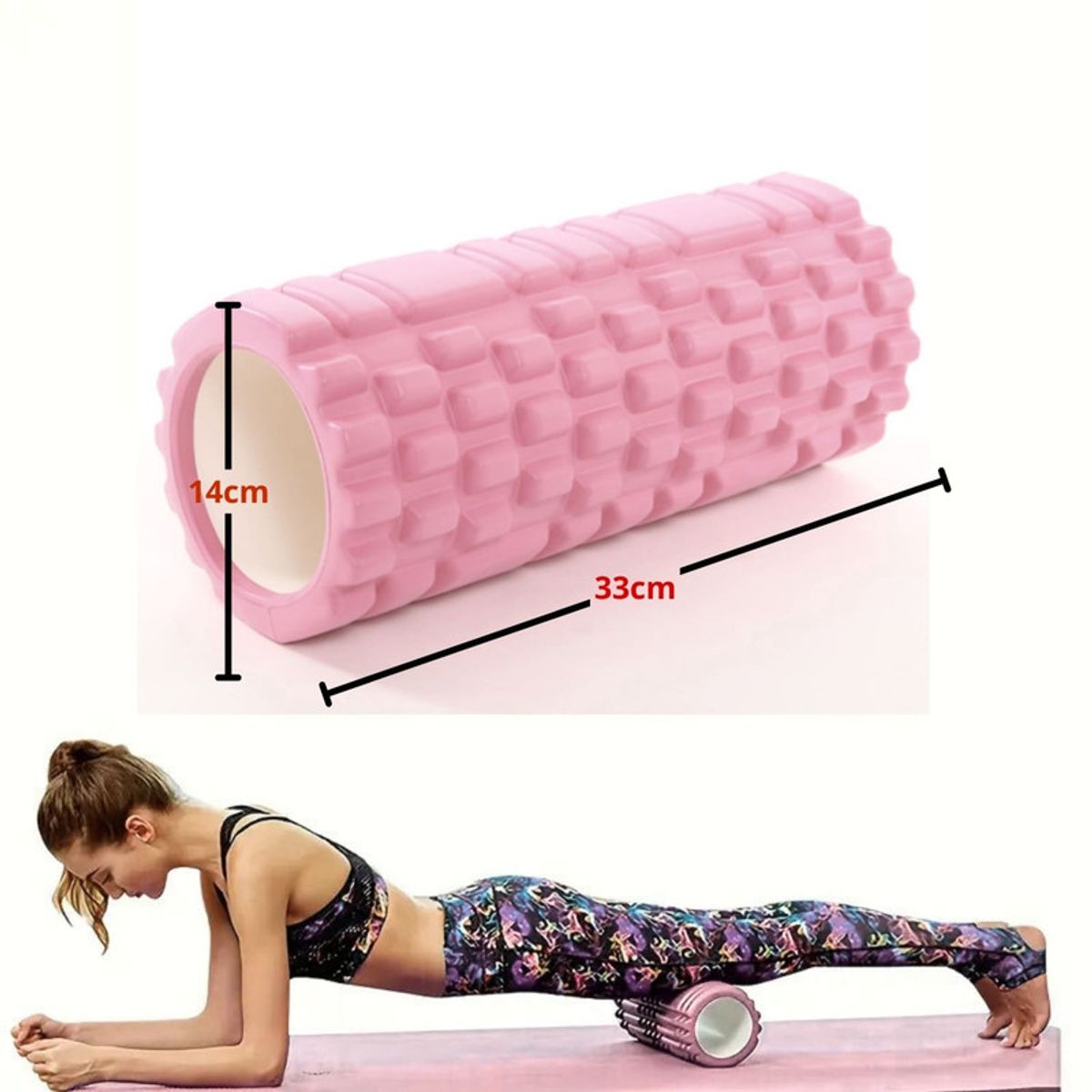 Pentha - Rodillo de Yoga Foam Roller de Espuma 33 x 14cm Rosa