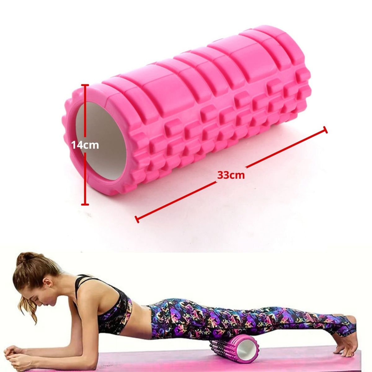Pentha - Rodillo de Yoga Foam Roller de Espuma 33 x 14cm Fucsia