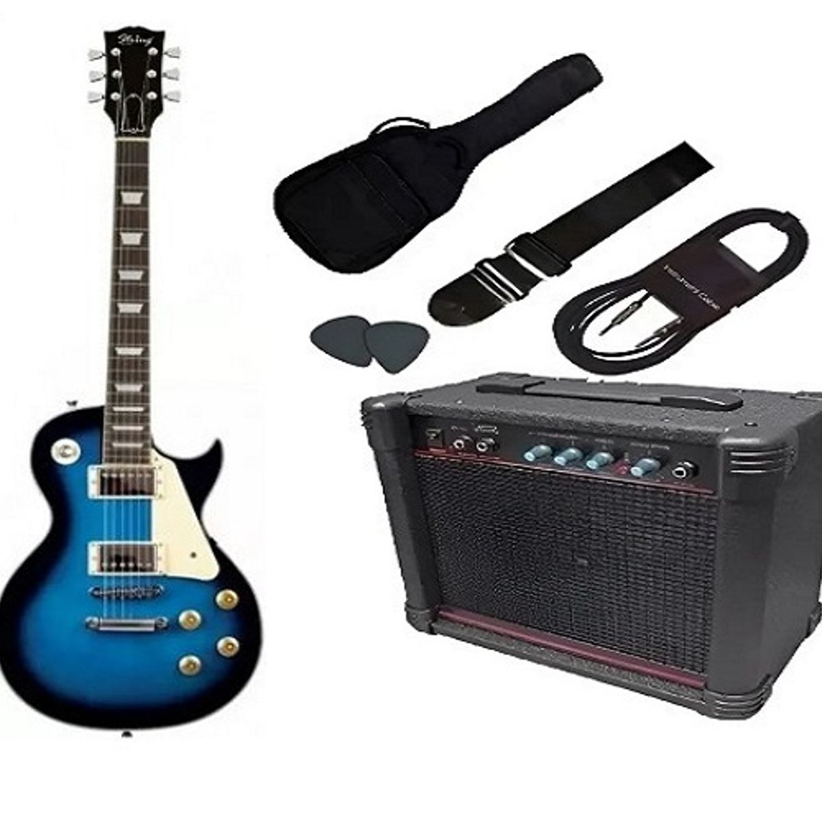 GENERICO - Pack de Guitarra Eléctrica Les Paul String Azul