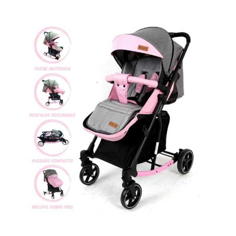 BABY HAPPY - Coche Cuna Mecedora para Bebés «MADRID» Light Pink