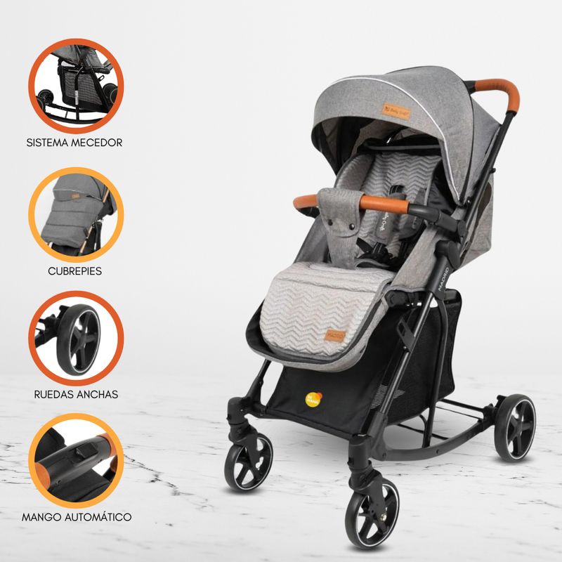 BABY HAPPY - Coche Cuna Mecedora para Bebés «MADRID» Gray