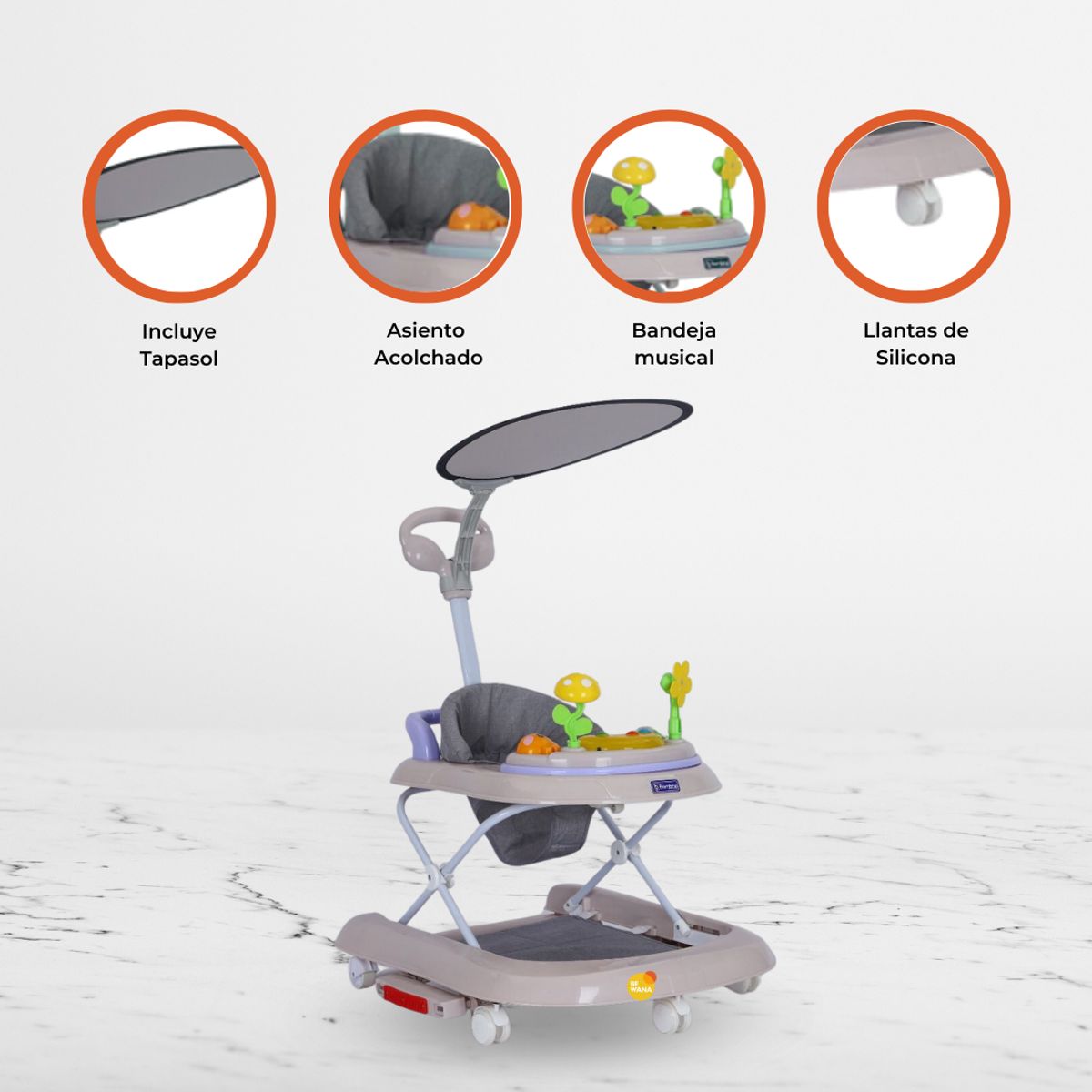 BAMBINO - Andador Mecedora 4 en 1 «BAMBINO X5» khaki