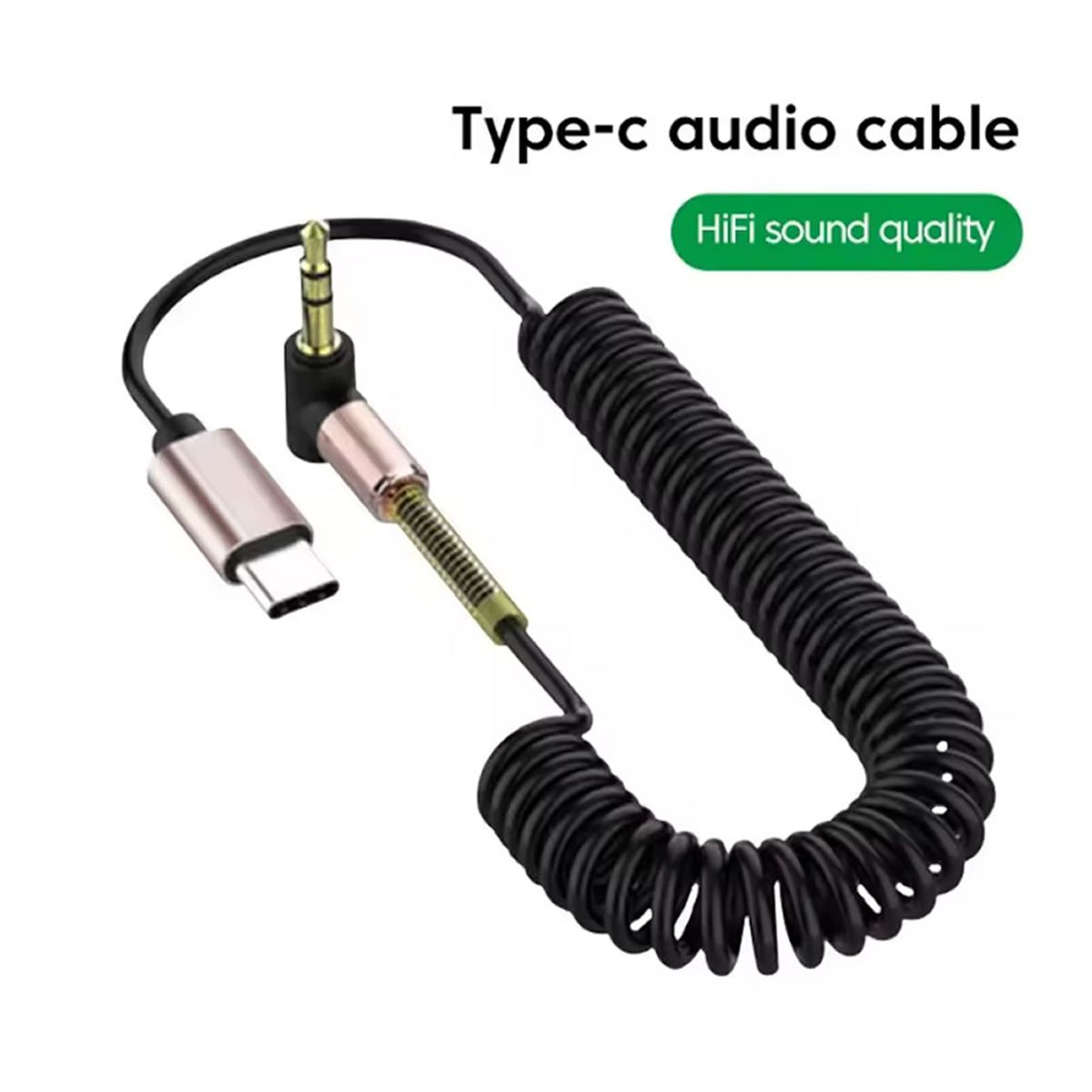 GENERICO - Adaptador USB C a 35mm Cable de Audio Retráctil con Resorte