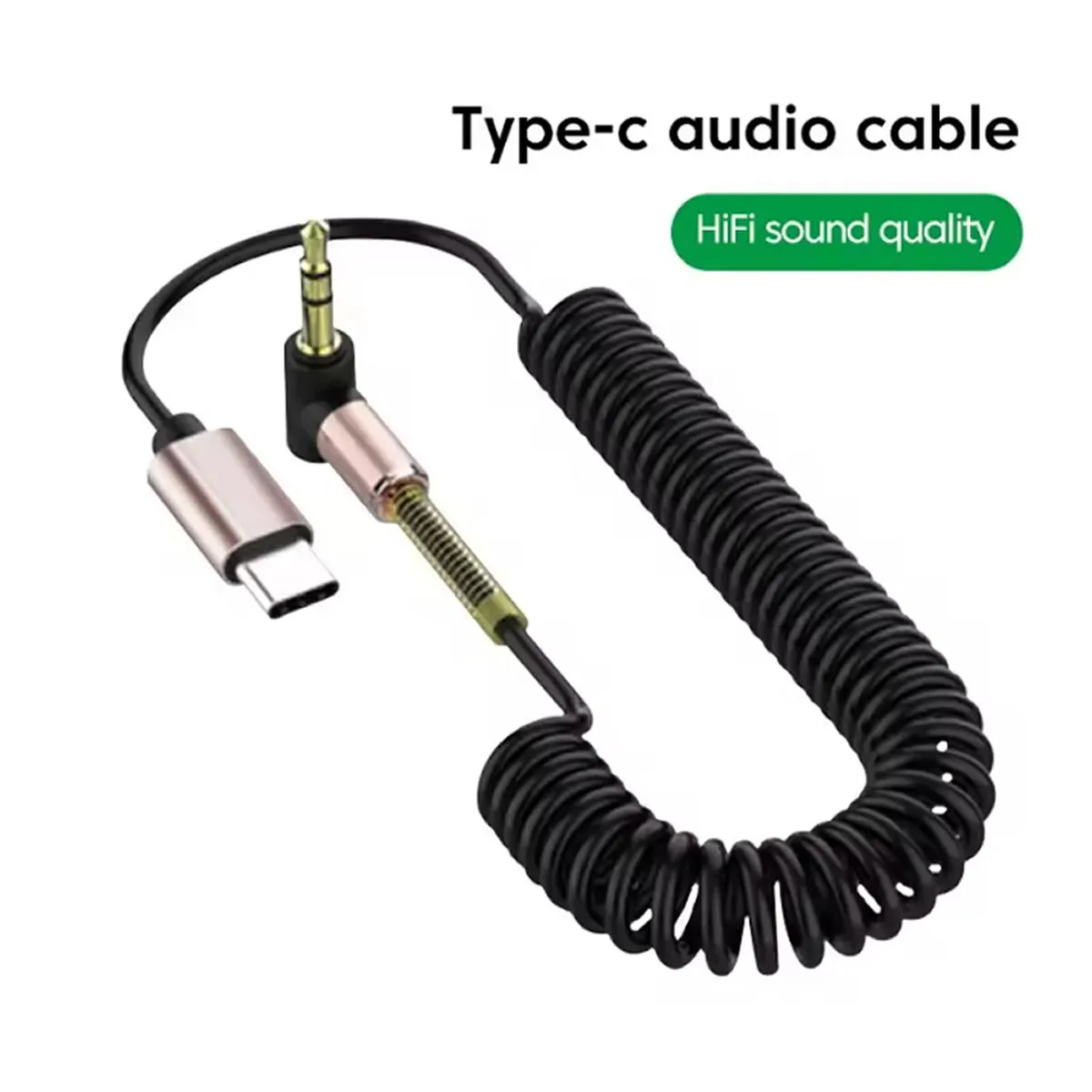 GENERICO - Adaptador USB C a 35mm Cable de Audio Retráctil con Resorte