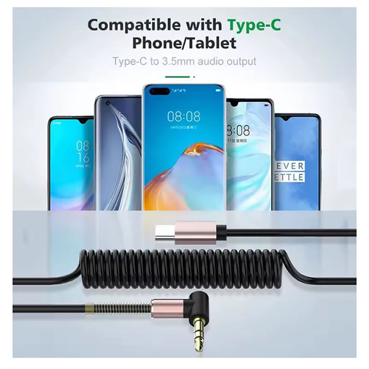 GENERICO - Adaptador USB C a 35mm Cable de Audio Retráctil con Resorte