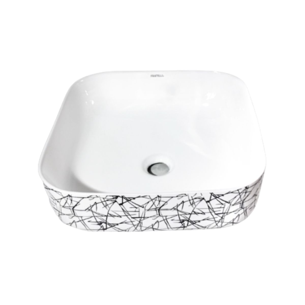 FRATELLI - BOWL OVALIN DE LOZA CUADRADO BLANCO CON NEGRO 150