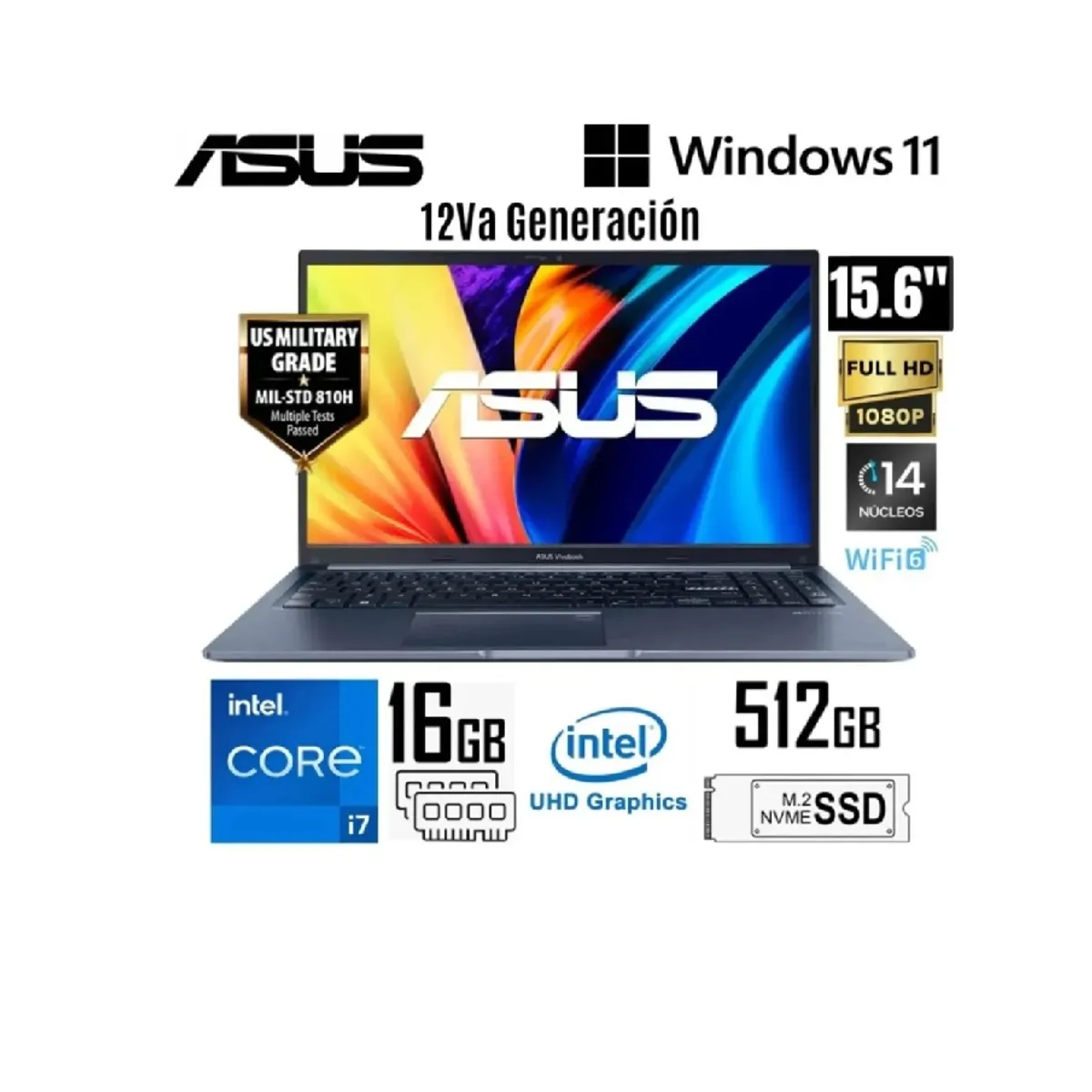 ASUS - ASUS VIVOBOOK X1502ZA-EJ2466W INTEL COREI7-12700H  16GB 512SSD 15.6 FHD WIN 11