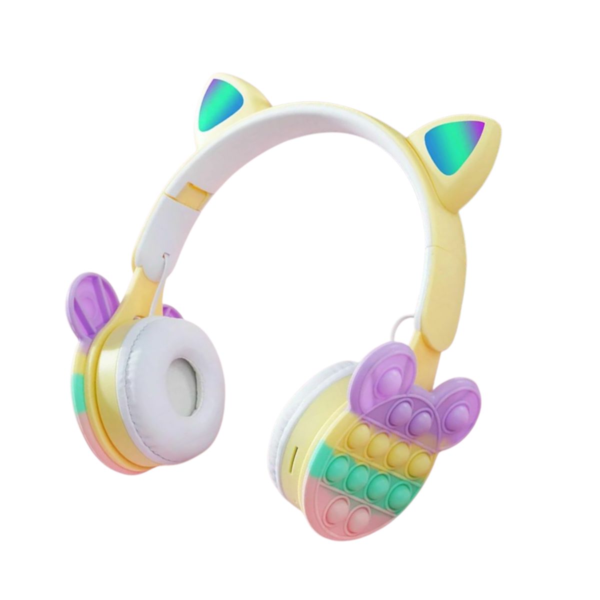 GENERICO - Auricular Bluetooth Osito Pop It Multicolor Orejas Luz Led
