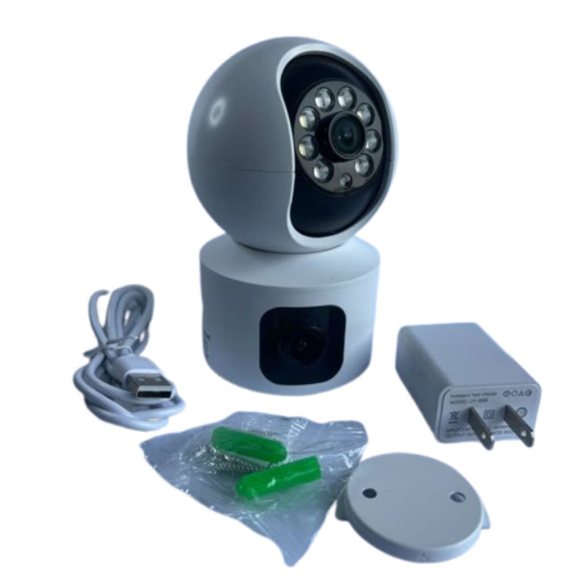 GENERICO - CAMARA DE SEGURIDAD DOBLE LENTE HD 1280 x 720 Via WIFI (para interiores)