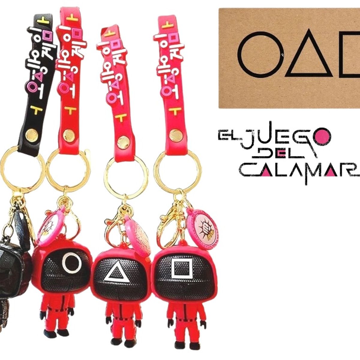 GENERICO - Llavero Juego del Calamar 2 squid game Triángulo Cuadrado Círculo Jefe