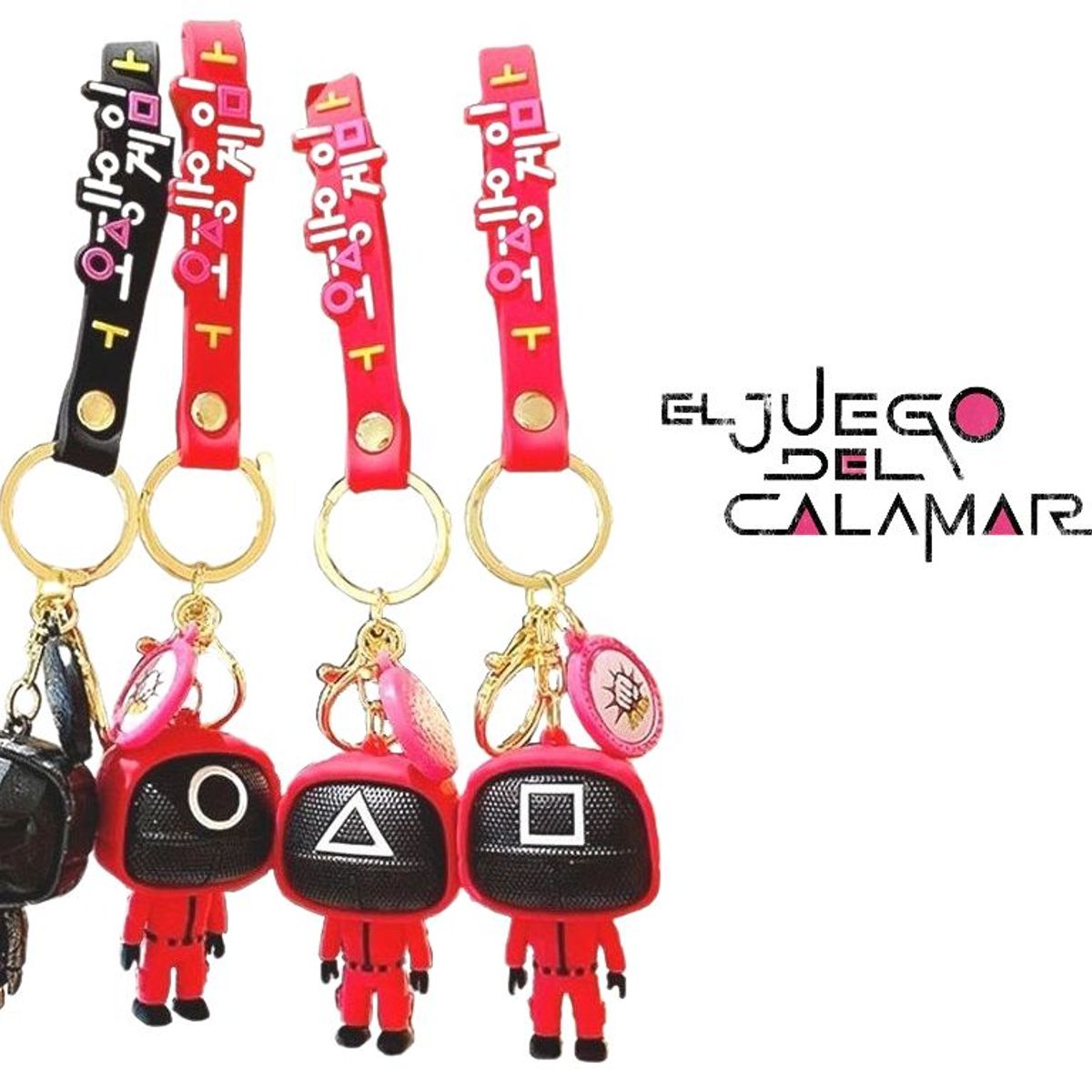GENERICO - Llavero Juego del Calamar 2 squid game Triángulo Cuadrado Círculo Jefe