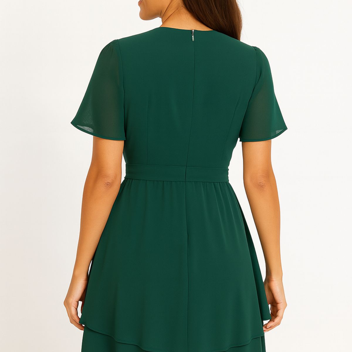 GENERICO - Vestido coctel verde botella con lazo