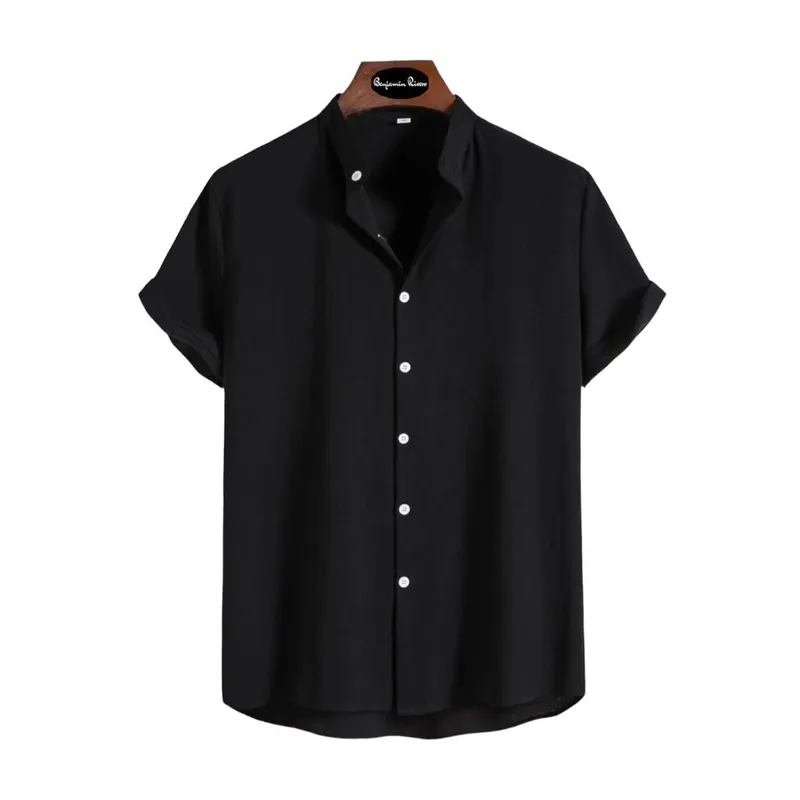 BENJAMIN RIVERO - Camisa seda hombre cuello mao slim