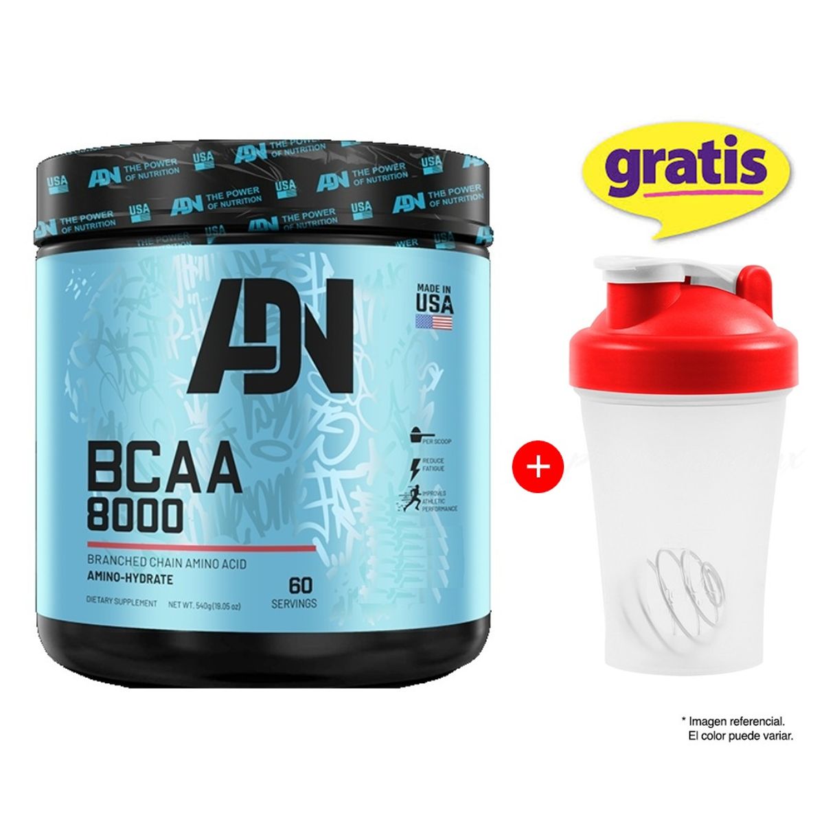 ADN - BCAA 8000 AMINOACIDO 540G GREEN APPLE ADN NUTRITION