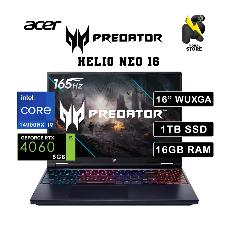 ACER - LAPTOP ACER PREDATOR HELIOS NEO 16 PHN16 / INTEL i9-14900HX /1.T B / 16 GB RAM / RTX 4060 / 16"165HZ