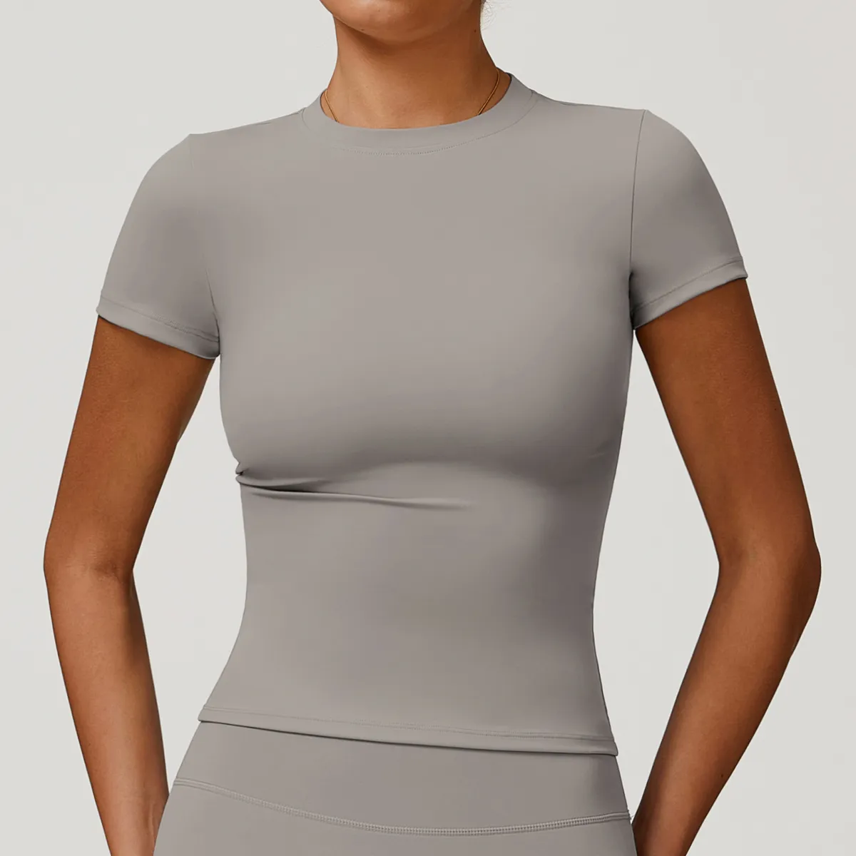 TIOZONEY - Camiseta deportiva de manga corta para mujer-Gris