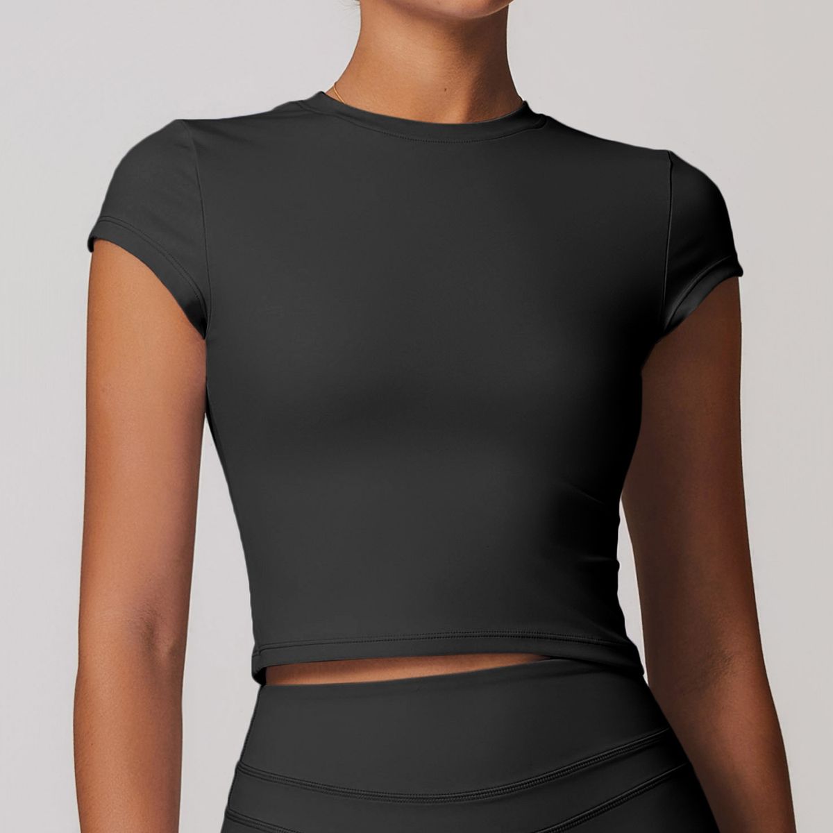 TIOZONEY - Camiseta deportiva de manga corta para mujer-Gris