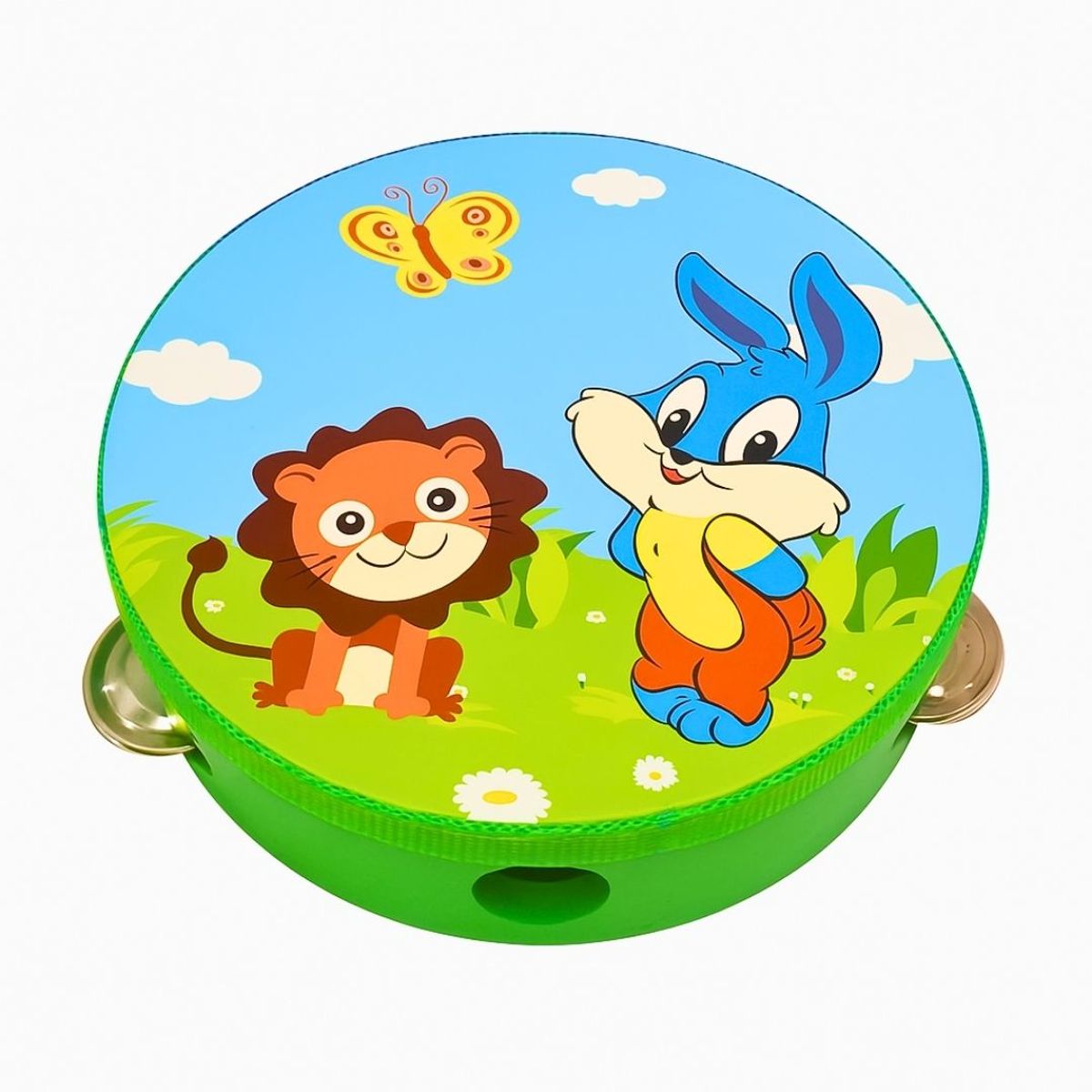 GENERICO - Pandereta de Madera Infantil con 4 Chapas - Verde