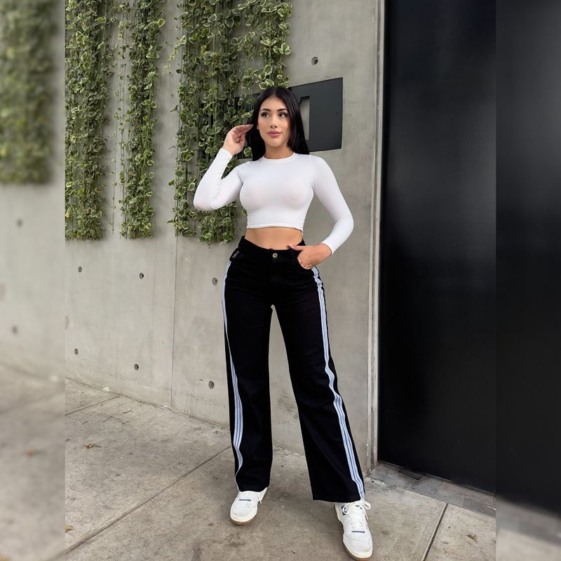 BENCUS JEANS - Pantalón Jean Wide Leg Colombiano Rayas Laterales