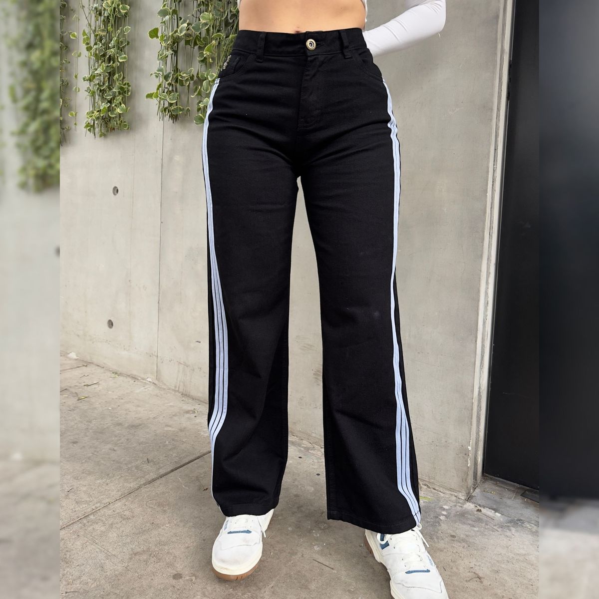 BENCUS JEANS - Pantalón Wide Leg Mujer Color Negro