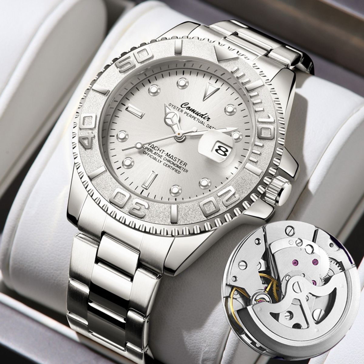 OVOTOUMI - OVOTOUMI QHZ reloj mecánico de gran dial impermeable-Negro