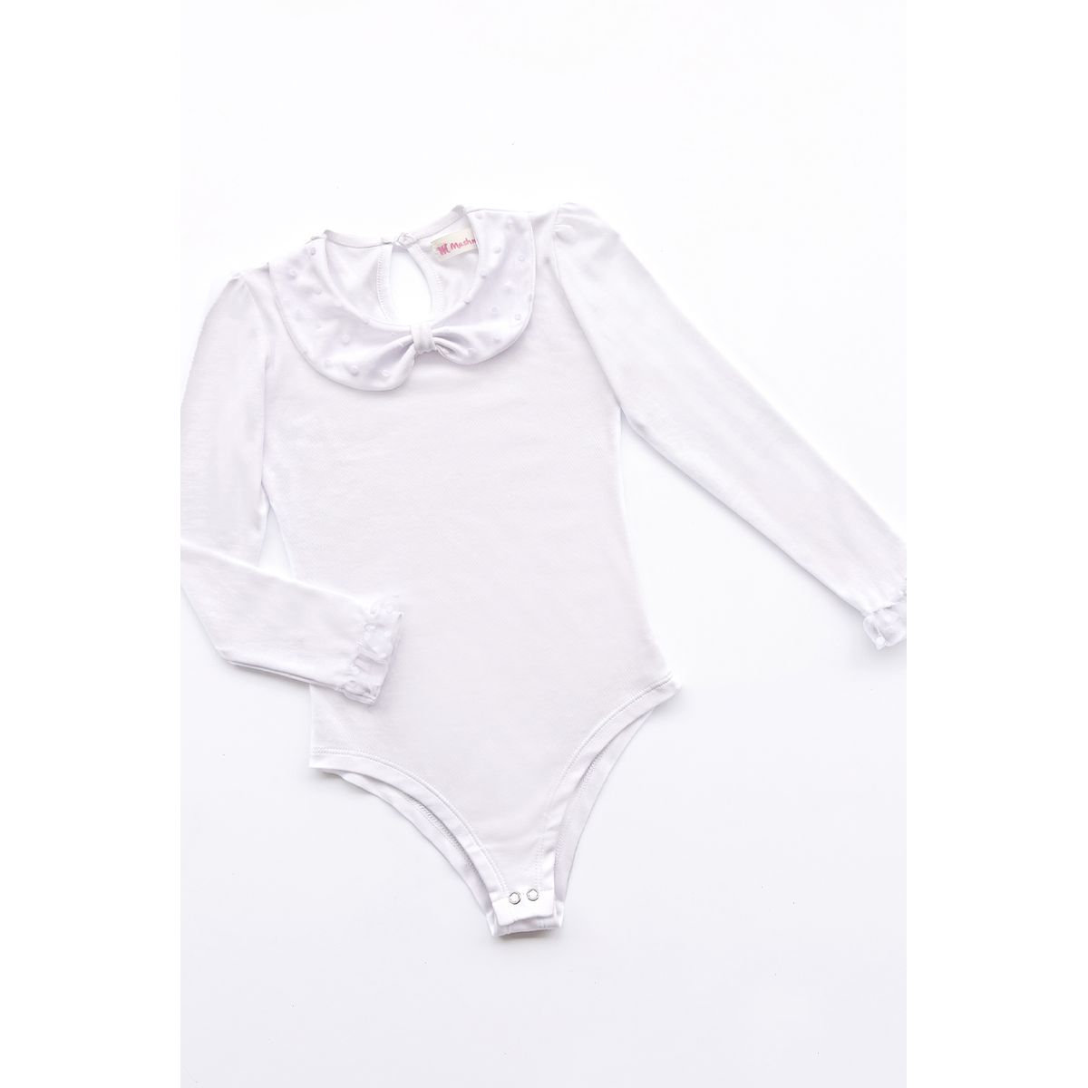 KIDS MASHMELO - BODY PARA NIÑA CON TULL BORDADO EN CUELLO BB Y PUÑOS KIDS MASHMELO