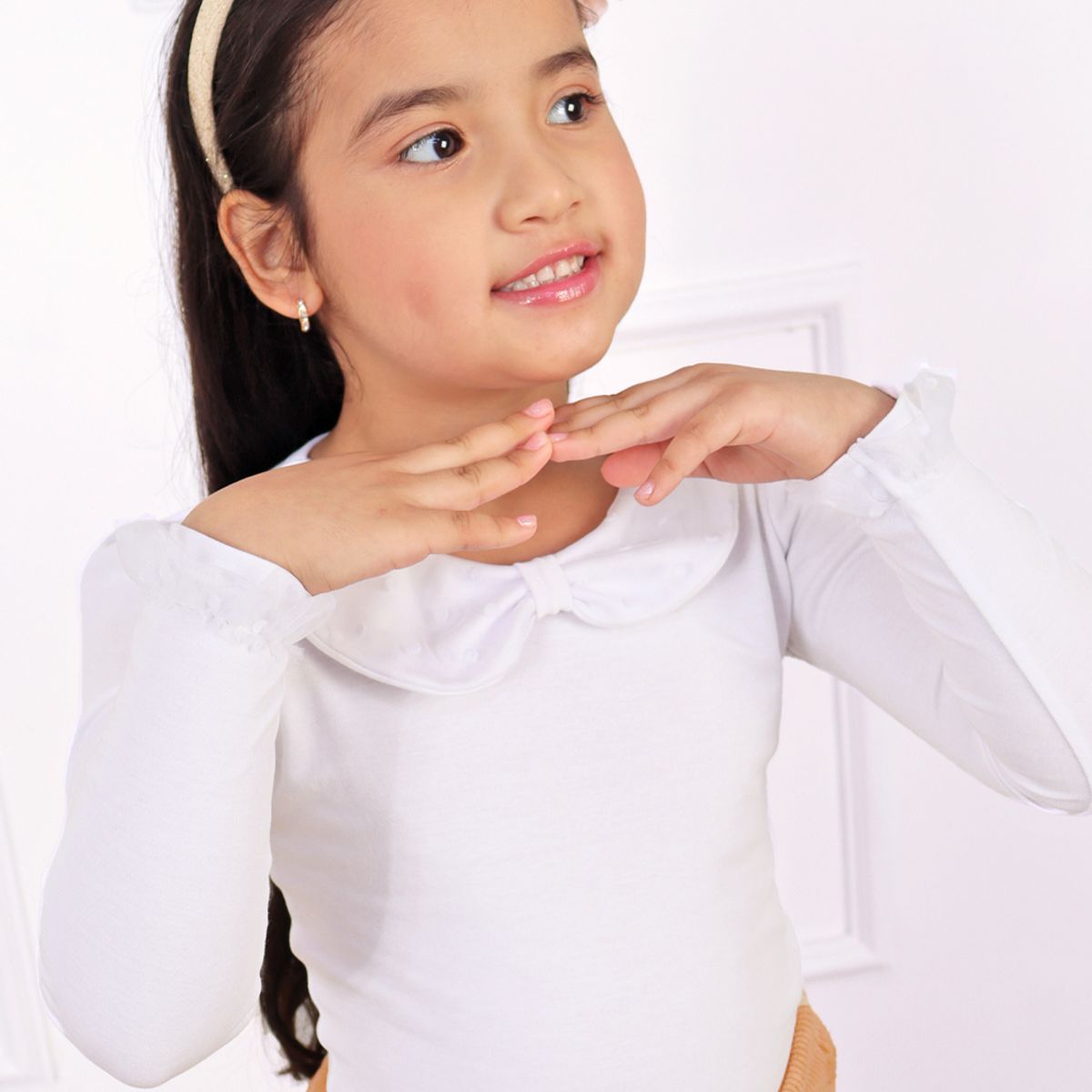 KIDS MASHMELO - BODY PARA NIÑA CON TULL BORDADO EN CUELLO BB Y PUÑOS KIDS MASHMELO