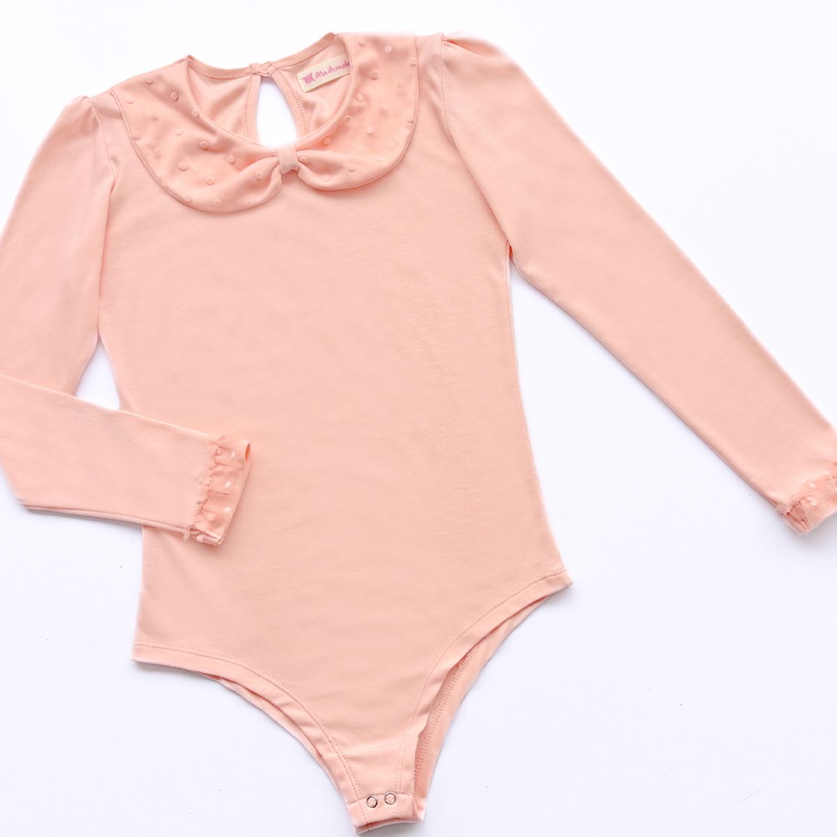 KIDS MASHMELO - BODY PARA NIÑA CON TULL BORDADO EN CUELLO BB Y PUÑOS KIDS MASHMELO