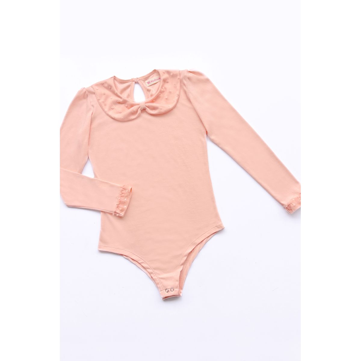 KIDS MASHMELO - BODY PARA NIÑA CON TULL BORDADO EN CUELLO BB Y PUÑOS KIDS MASHMELO