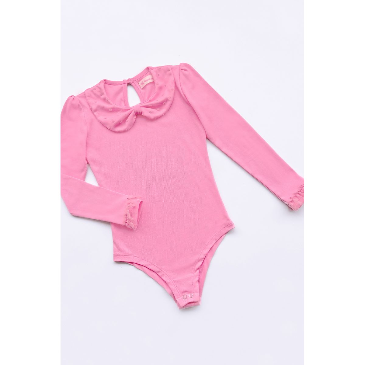 KIDS MASHMELO - BODY PARA NIÑA CON TULL BORDADO EN CUELLO BB Y PUÑOS KIDS MASHMELO