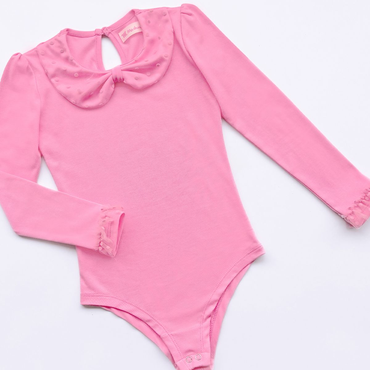 KIDS MASHMELO - BODY PARA NIÑA CON TULL BORDADO EN CUELLO BB Y PUÑOS KIDS MASHMELO