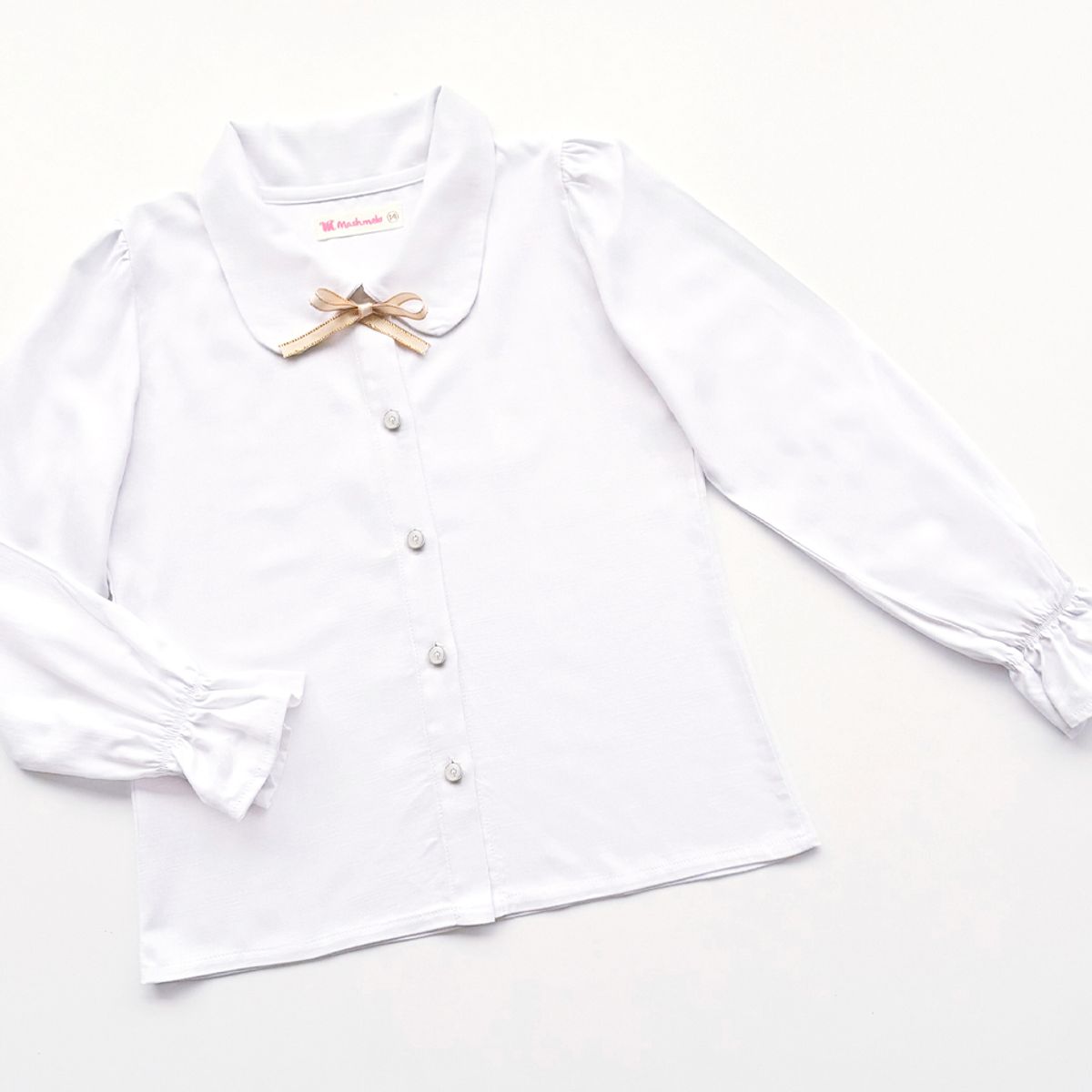 KIDS MASHMELO - BLUSA CON CUELLO CAMISERO Y PUÑOS CON VOLANTES ELASTICADOS MASHMELO