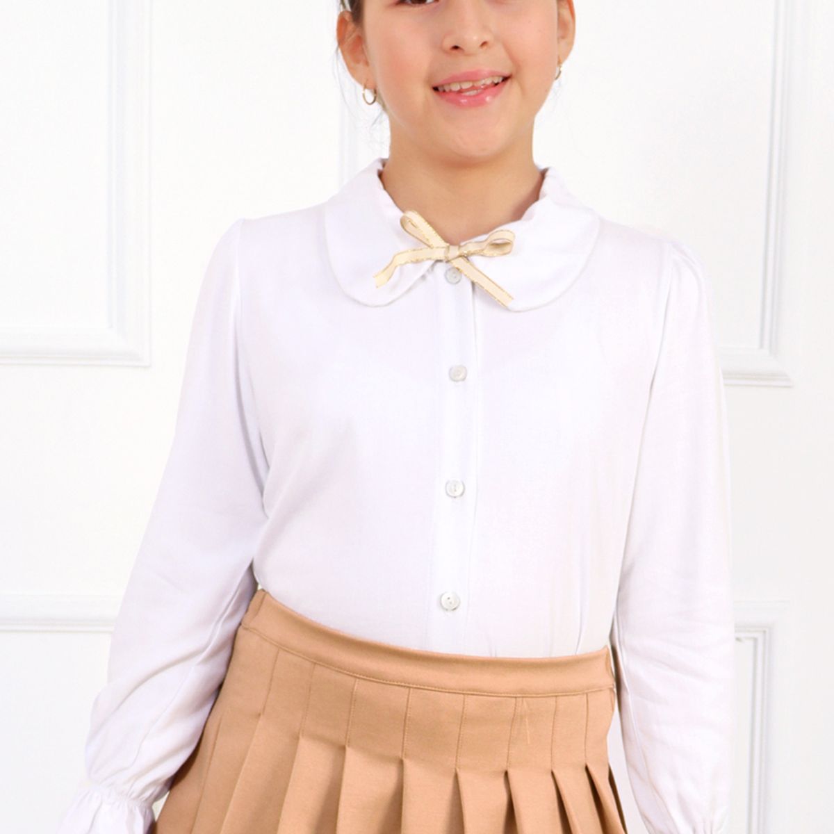 KIDS MASHMELO - BLUSA CON CUELLO CAMISERO Y PUÑOS CON VOLANTES ELASTICADOS MASHMELO