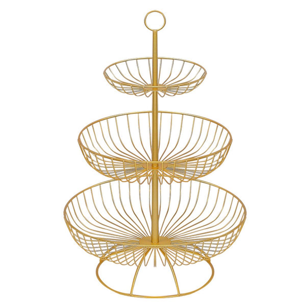PIA COPELLO STORE - Cesta de Frutas de 3 Niveles Dorado
