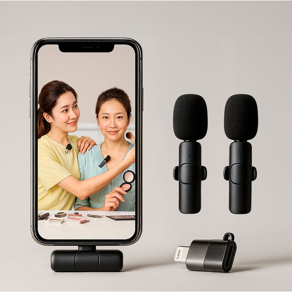 GENERICO - Microfono Inalambrico M20 de Solapa Dual Para iPhone O Tipo C 2 En 1