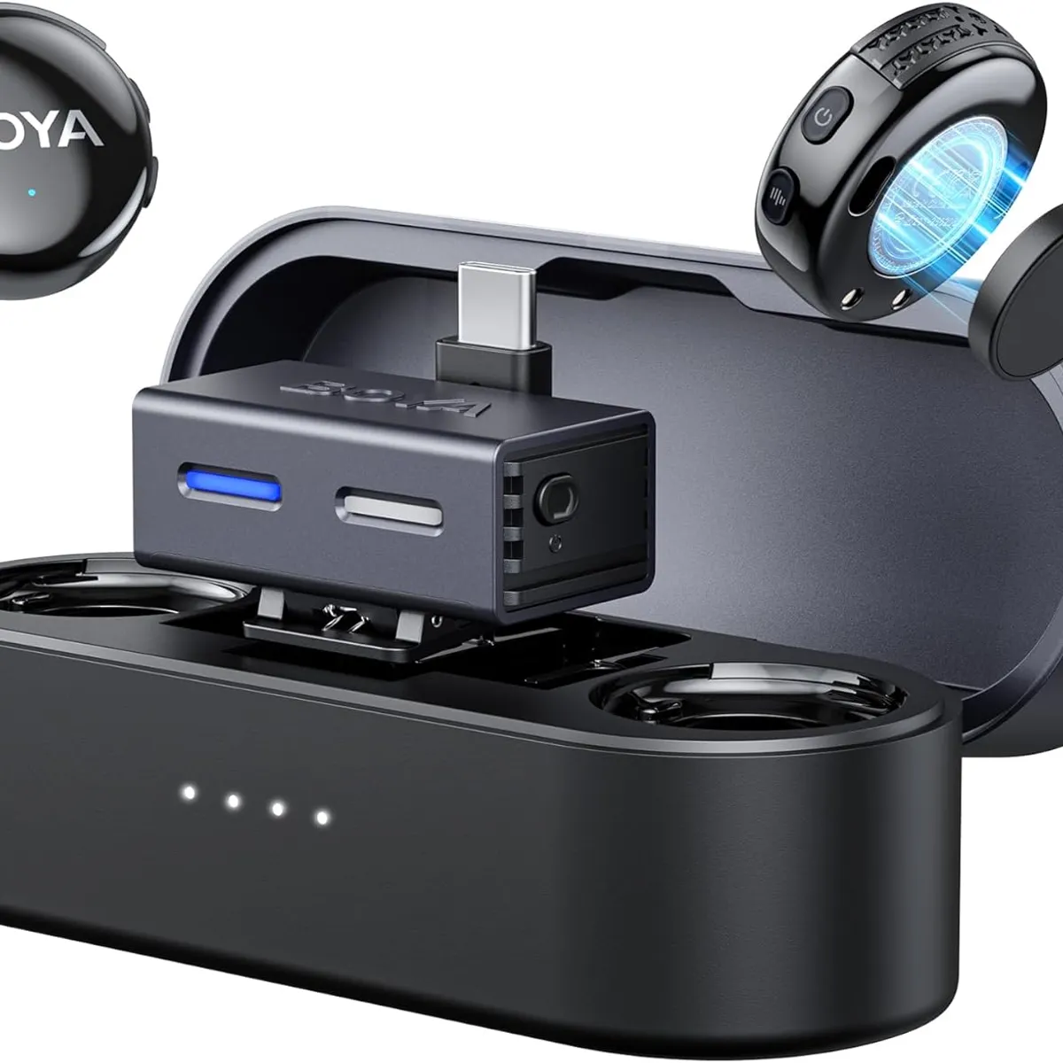 BOYA - BOYA BOYALINK 3 Micrófono Inalámbrico 2TX + 1RX USB C 3.5 mm Cancelación de Ruido AI 300m