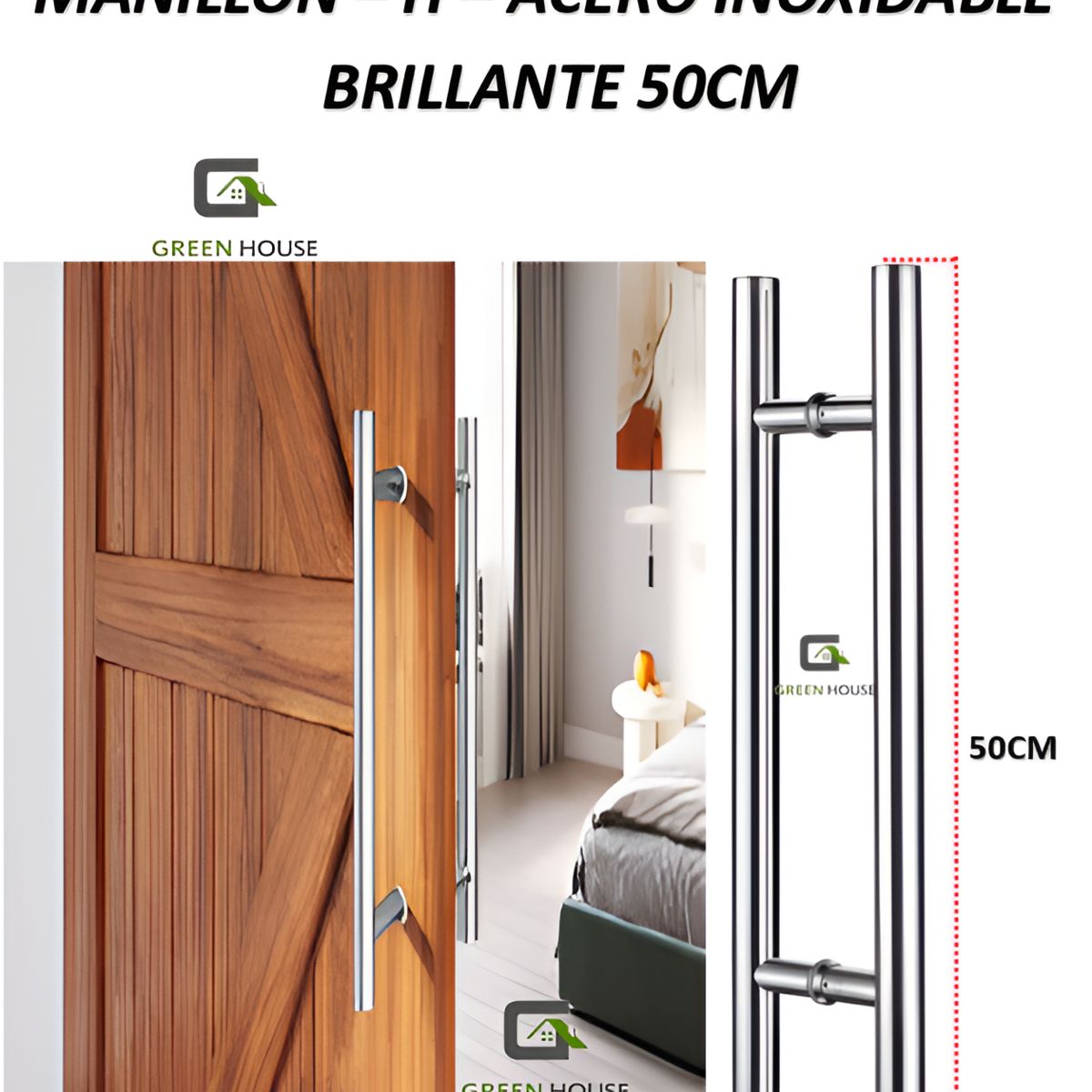 GREEN HOUSE - MANIJA - MANILLON ACERO INOXIDABLE MOD H - DOBLE 50cm