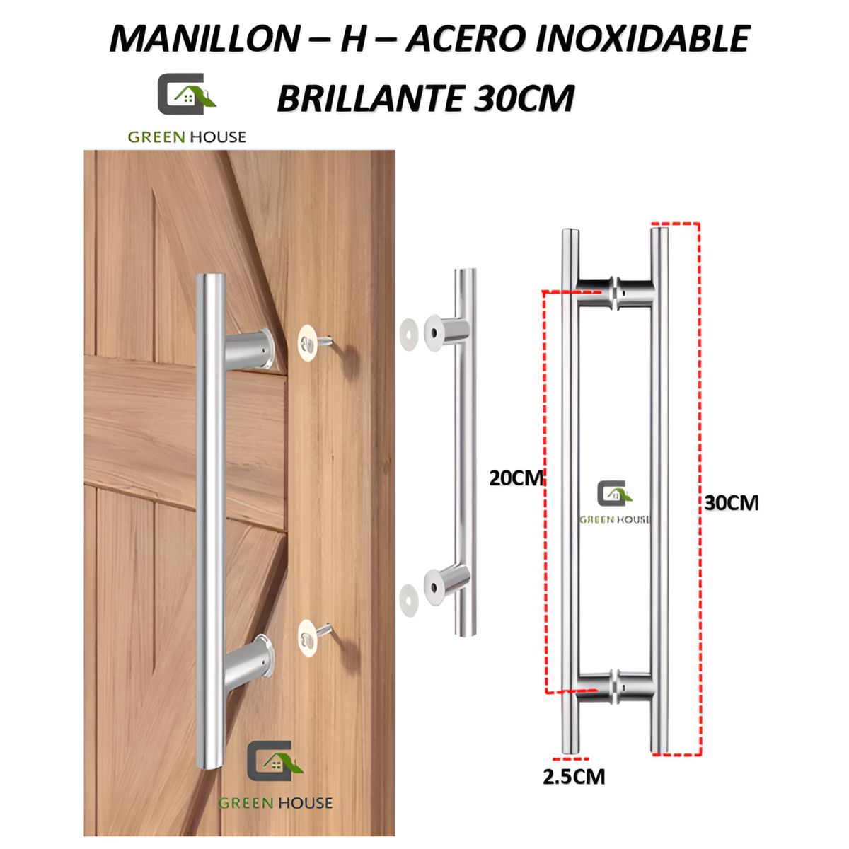 GREEN HOUSE - MANIJA - MANILLON ACERO INOXIDABLE MOD H - DOBLE 30cm