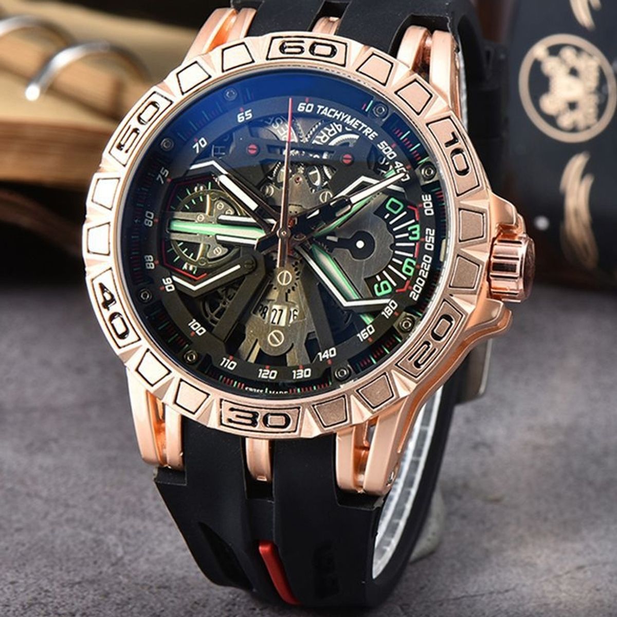 OVOTOUMI - OVO Toumi MJ reloj mecánico de gran dial impermeable - Negro